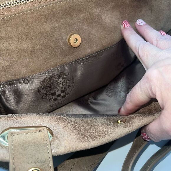 Vince Camuto Metallic Taupe Leather Multi Compartment Convertible Shoulder Bag - Picture 7 of 16